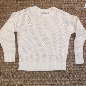 Joie Cashmere Blend Crochet/Woven l/s Sweater ivory sz Large